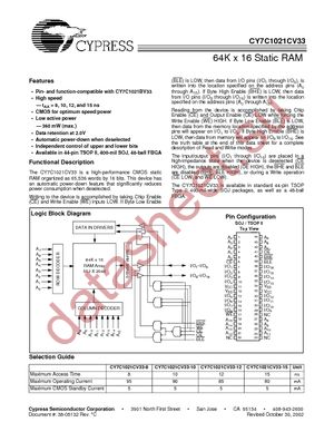 CY7C1021CV33-15ZC datasheet  